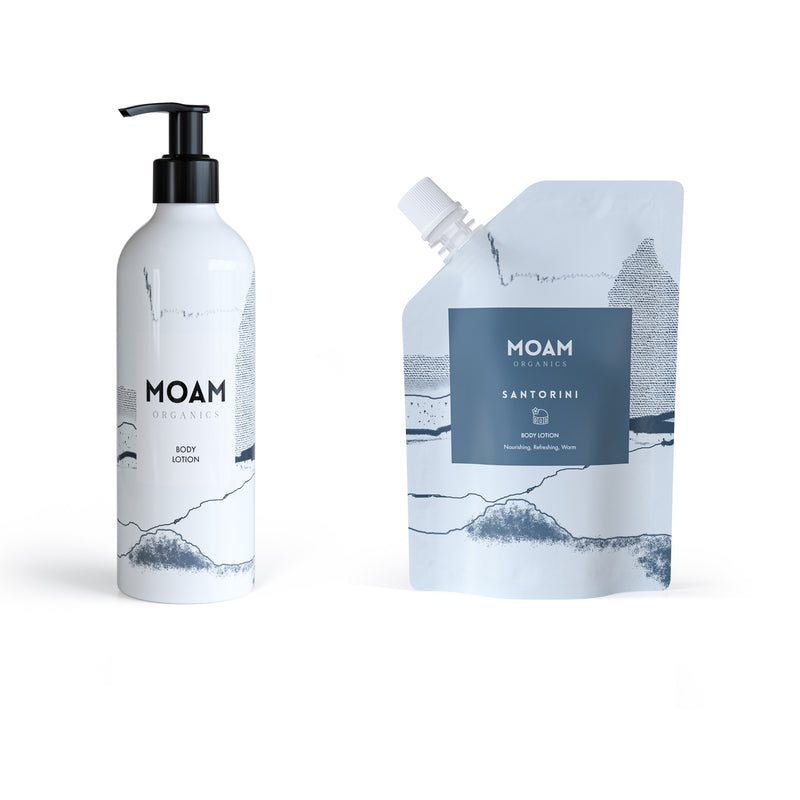 Award-Winning Body Lotion Pouch and Refill Bottle Set