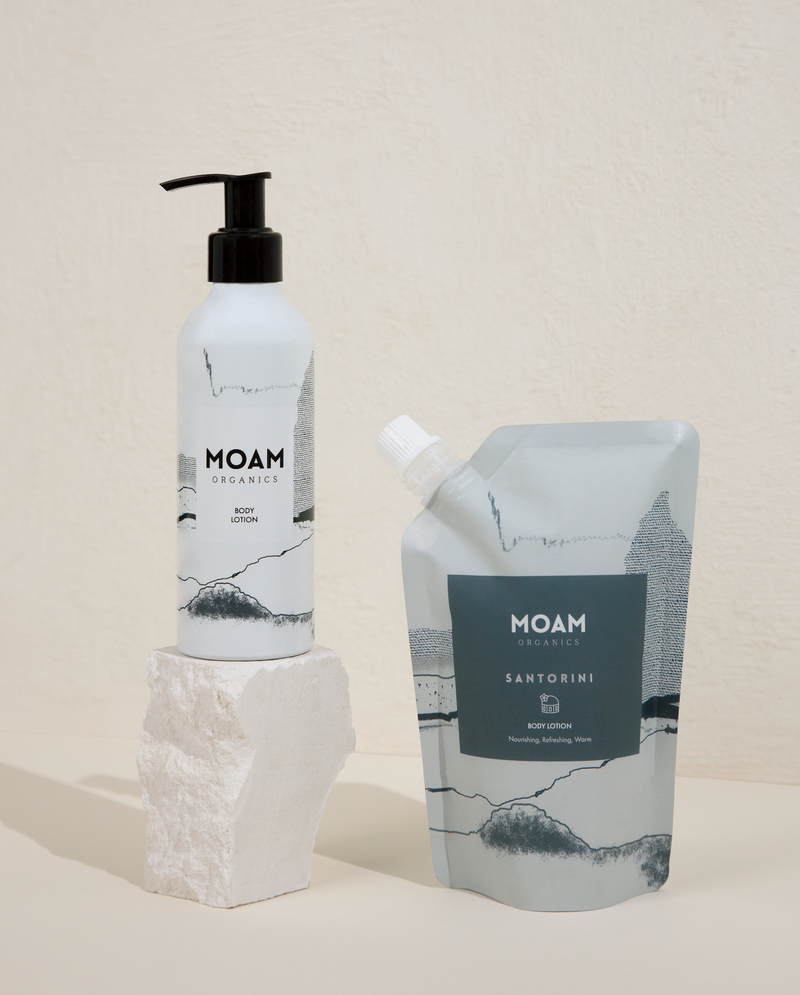 Award-Winning Body Lotion Pouch and Refill Bottle Set